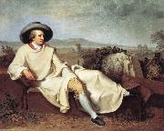 TISCHBEIN, Johann Heinrich Wilhelm Goethe in The Roman Campagna iuh oil painting on canvas